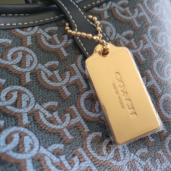 Coach City Tote Navy monogram leather, and coated canvas EUC CF342 - Picture 2 of 16